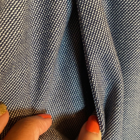 Loft Marisa High Waist Pants Blue Chevron Herringbone Pattern SZ 14 Business - Picture 4 of 15